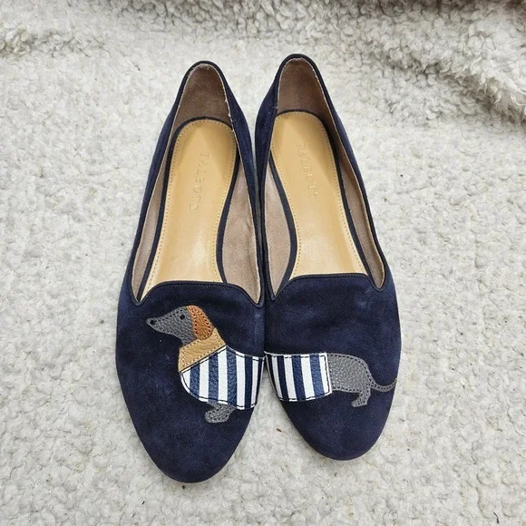 Talbots Dachshund Navy Blue Suede Leather Loafers sz 8 - Picture 3 of 7